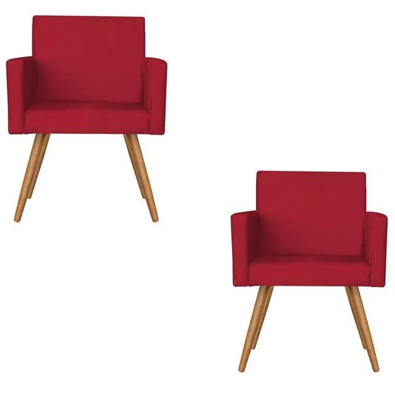 Imagem de kit 2 Poltronas Nina Sala De Estar Luxo Suede Vermelho