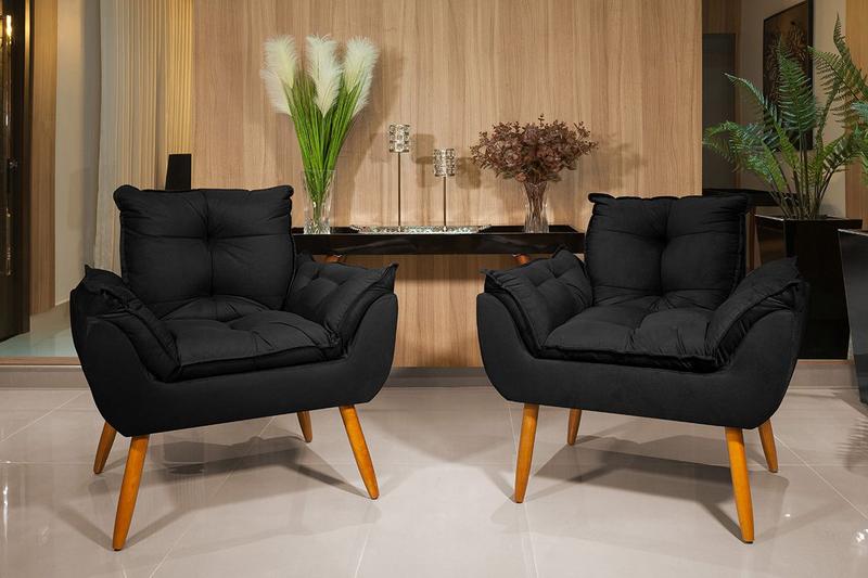 Imagem de Kit 2 Poltronas Opala Decorativas De Luxo Preto