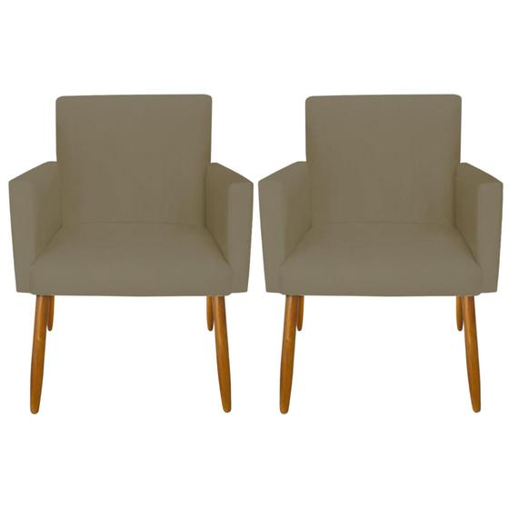 Imagem de Kit 2 Poltronas para Sala Decorativa Cadeira Estofada Resistente Escritório Recepção Sala de estar manicure Pés palito de madeira