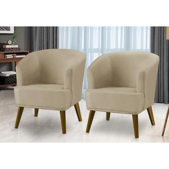 Imagem de Kit 2 Poltronas Para Sala Decorativa Thais Suede Bege Adonai Estofados