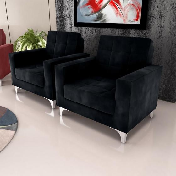 Imagem de Kit 2 Poltronas Recepção Decorativa Taina Preto Matrix