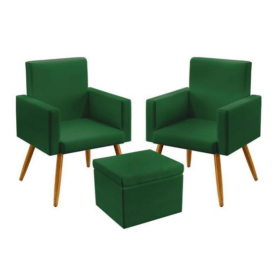 Imagem de Kit 2 Poltronas Vega Com Puff Quasar Sued Verde Aradecor