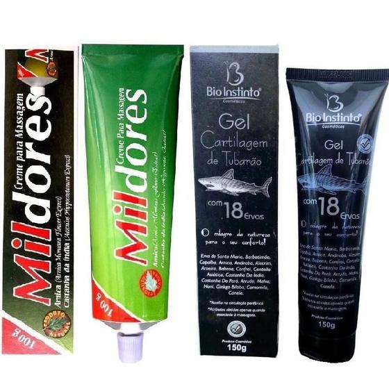 Imagem de Kit 2 Pomada Mil Dores + 2 Gel Cartilagem De Tubarão