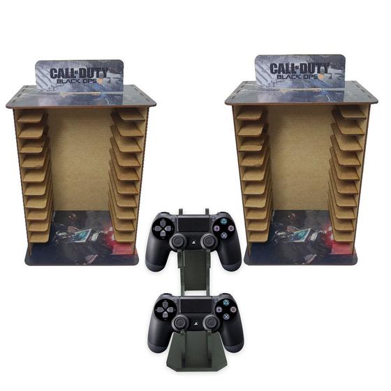 Imagem de Kit 2 Porta 11 Jogos Físico Gamer Cod + Suporte Controle 22x16,3x29,4 Mdf Madeira Adesivada