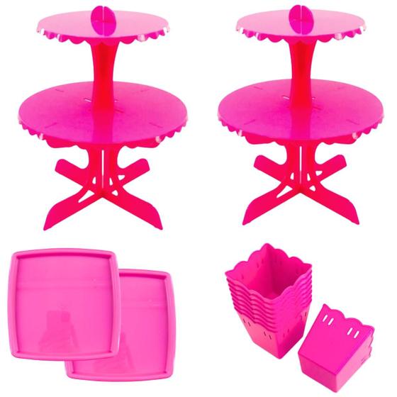 Imagem de Kit 2 Porta Bala Duplo + 2 Quadrada + 10 Cachepot Festa Mesa