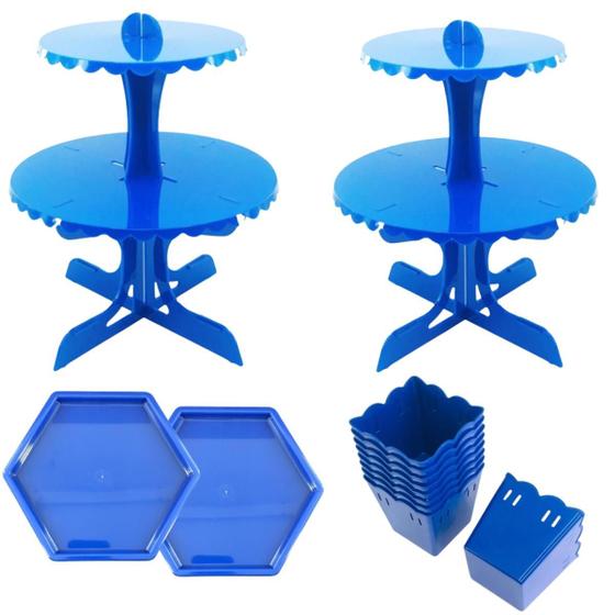 Imagem de Kit 2 Porta Bala Duplo + 2 Sextavada + 10 Cachepot Mesa Festa