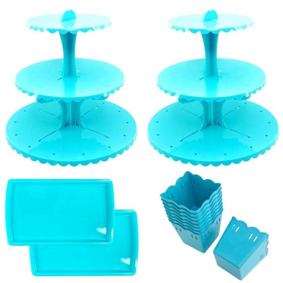 Imagem de Kit 2 Porta Bala Triplo + 2 Bandeja Retangular + 10 Cachepot