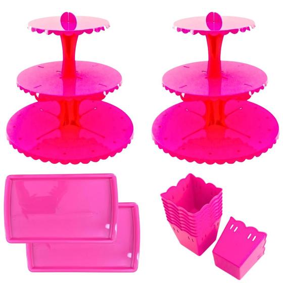 Imagem de Kit 2 Porta Bala Triplo + 2 Bandeja Retangular + 10 Cachepot