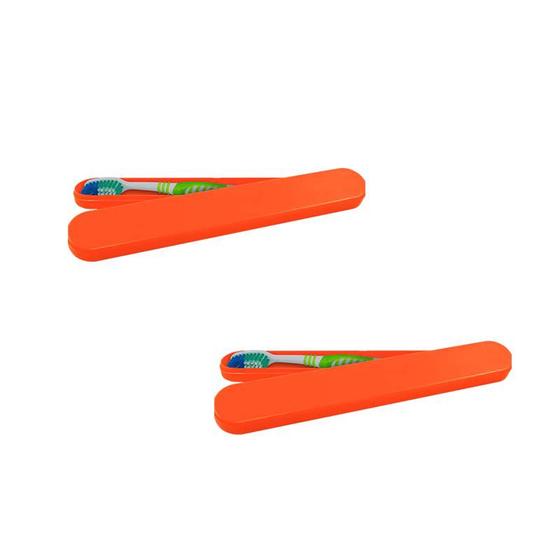 Imagem de Kit 2 Porta Escova Dental Laranja Neon Plástico