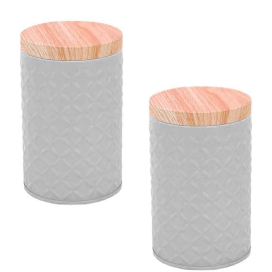 Imagem de Kit 2 Porta Mantimento Lata Decoração Café Algodão Multiuso