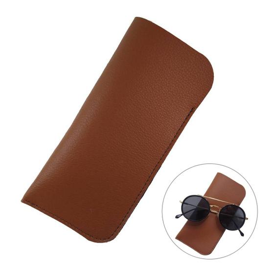 Imagem de Kit 2 Porta Óculos de Sol Estojo para Óculos de Grau Capa Capinha de Óculos em Sintético Marrom