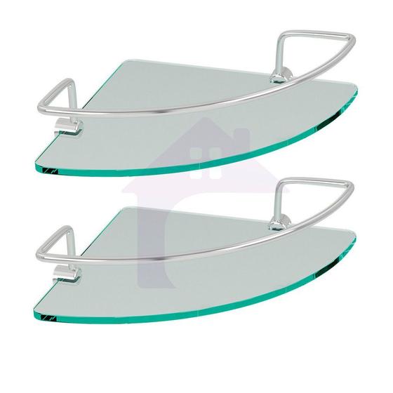 Imagem de KIT 2 Porta Shampoo De Canto Cromado Com Base De Vidro cod 112