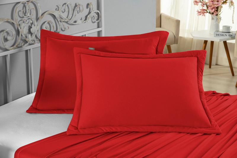 Imagem de Kit 2 Porta Travesseiros Liso Malha 100% Algodão Resistente Vermelho