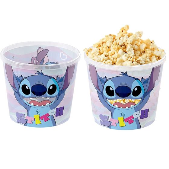 Imagem de Kit 2 Pote de Pipoca Família Grande 2.1 Litros Plasútil Stitch Lilo Disney