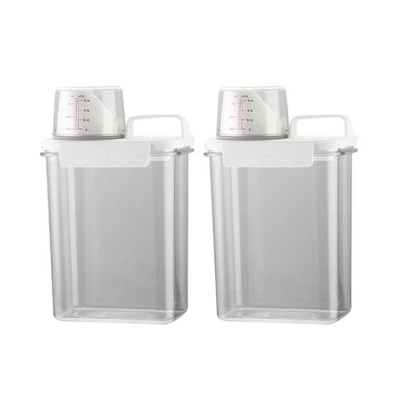 Imagem de Kit 2 Pote Dispenser Hermético para  Sabão em Pó, Líquido, amaciante, Alimentos com Copo Dosador e Trava 1,8l - Maxx