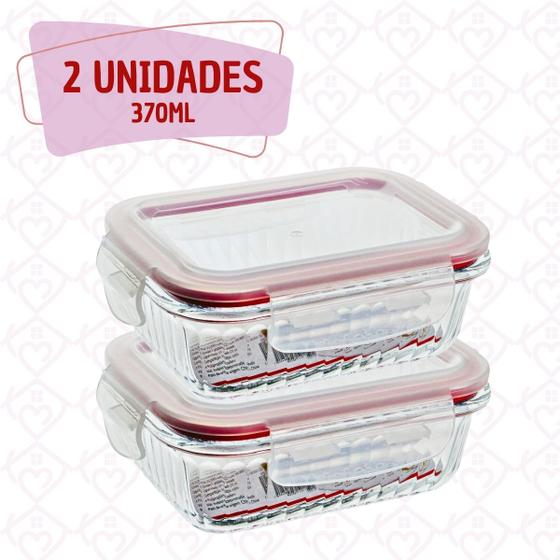 Imagem de Kit 2 Pote Hermético Organizador Vidro Canelado 370ml Marmita