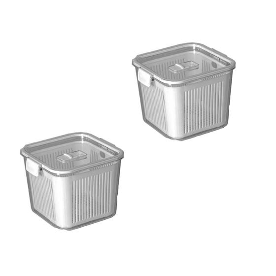 Imagem de Kit 2 Pote Hermético Slim Multiuso 2.030 ML Cinza