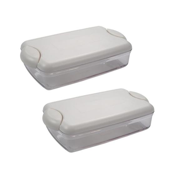 Imagem de Kit 2 Pote Porta Mantimentos Hermético Resistente 1400ml Marmita Fitness Freezer Microondas