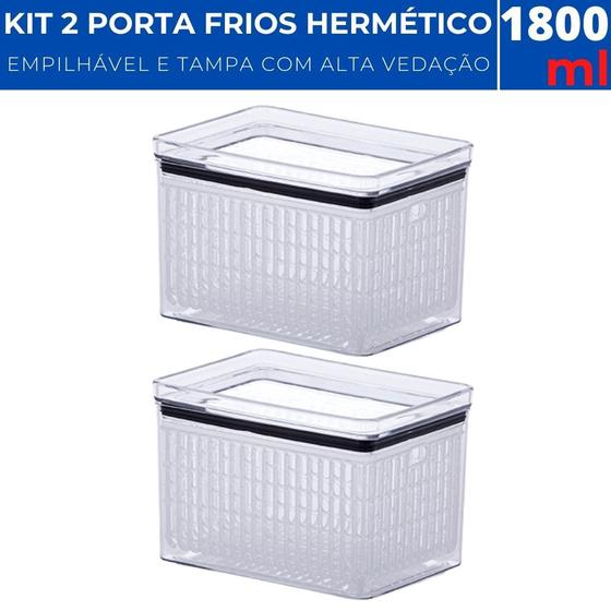 Imagem de Kit 2 Pote Porta Tudo Fresh Hermético 1800ml Lumini Acrílico