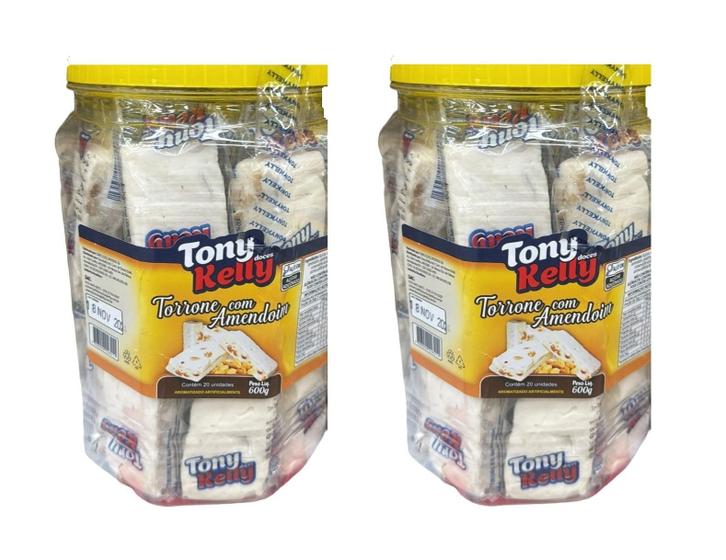 Imagem de Kit 2 Potes Com 20 Un Torrone Com Amendoim De 30G Tony Kelly