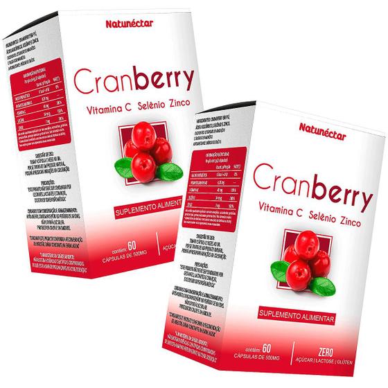 Imagem de Kit 2 Potes Cranberry Suplemento Alimentar Natural Concentrado Extrato Seco Original 100% Puro Natunéctar 120 Cápsulas