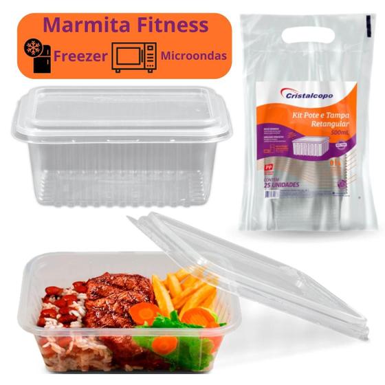 Imagem de Kit 2 potes cristal copo retangular 500ml 25un
