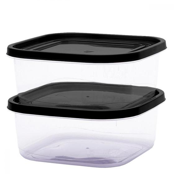 Imagem de Kit 2 Potes Grandes de Plástico Organizadores Alimentos Porta Frios Marmita Vasilhas Food Container 1,75L