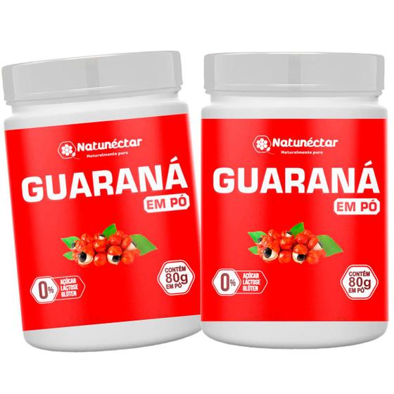 Imagem de Kit 2 Potes Guaraná em Pó Suplemento Alimentar Natural Sabor 100% Puro Original Proteína Natunéctar 80g