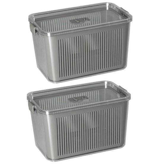 Imagem de Kit 2 Potes Herméticos Slim Multiuso 4.470 ML Cinza
