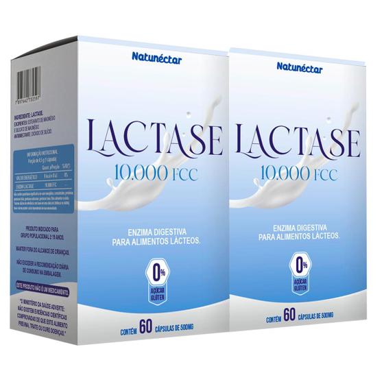 Imagem de Kit 2 Potes Lactase Intolerância Lactose 10.000fcc Enzima Suplemento Alimentar Natural Original 100% Puro 120 Cápsulas