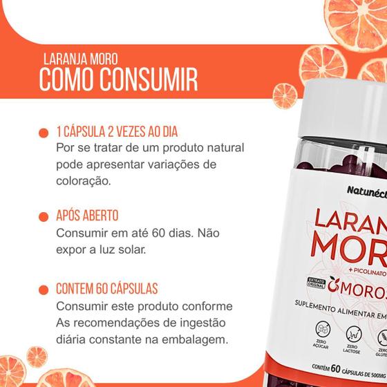 Kit 2 Potes Laranja Moro Suplemento Alimentar Natural 120 Capsulas Extrato Premium Thermo Natunectar