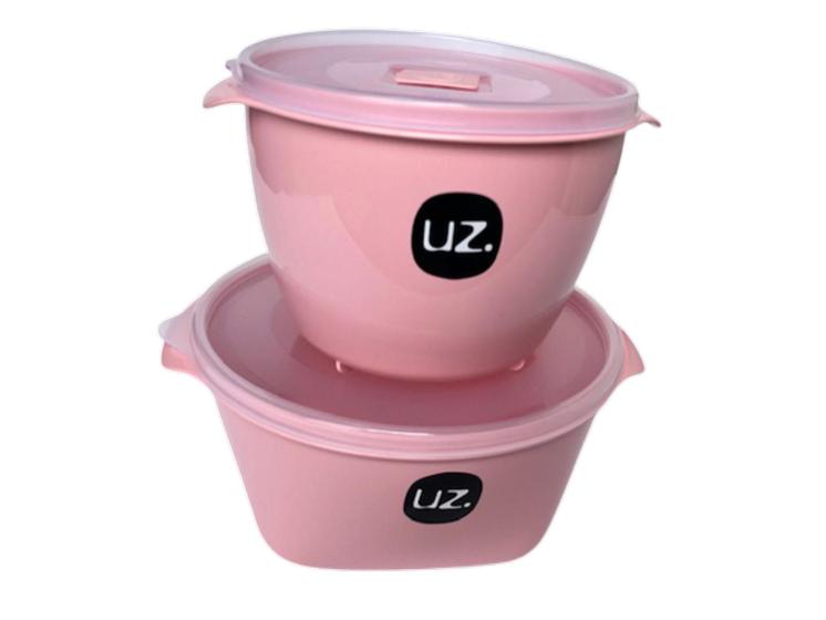 Imagem de Kit 2 Potes Multiuso Premium 1,5L e 2,0L Plástico Rosa UZ Utilidades.