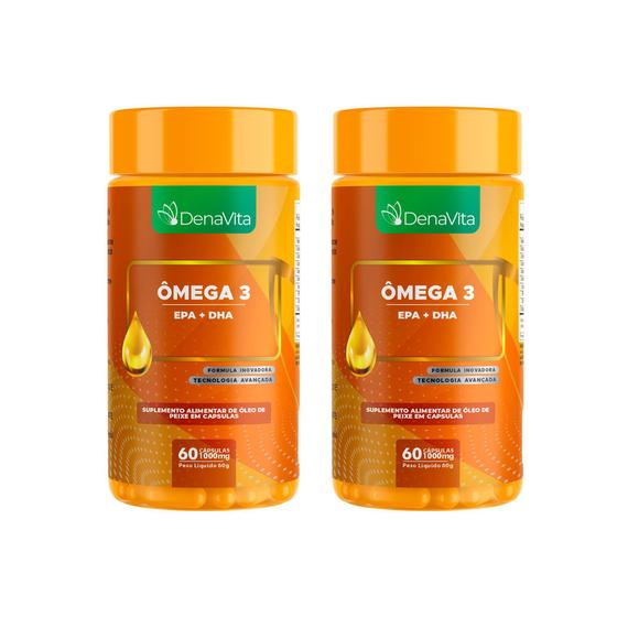 Kit 2 Potes Ômega 3, Epa + Dha Suplemento Em Capsulas Denavita