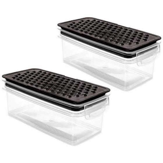 Imagem de Kit 2 Potes p/ Alimentos com Ralador Ware 860ml Transparente