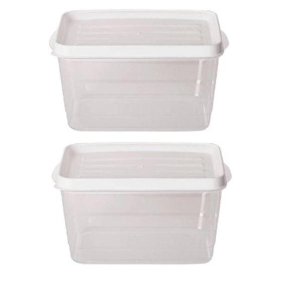 Imagem de Kit 2 Potes Para Alimentos Quadrado  17x15x8,5 Cm 1.400 ML