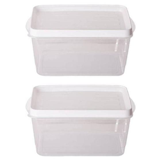 Imagem de Kit 2 Potes Para Alimentos Retangular 13,5x9x9,7 Cm 810 ML