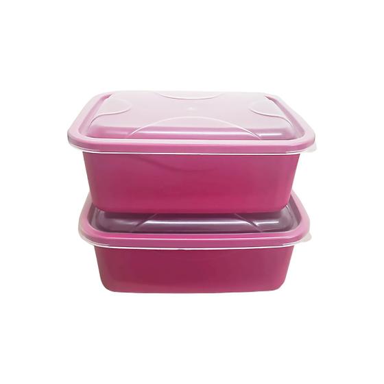 Imagem de Kit 2 Potes Para Alimentos Versátil Retangular 16x12x6cm 700ml Color Ariplas