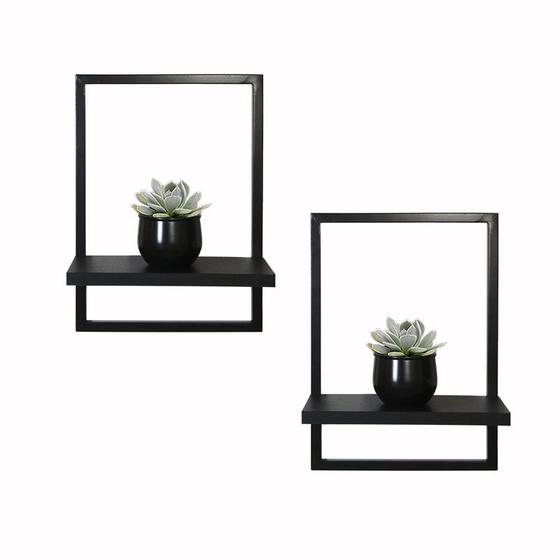 Imagem de Kit 2 Prateleira Quadro Retangular Vertical 40x28 Base Preta