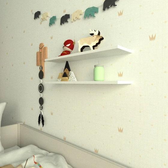 Imagem de Kit 2 Prateleiras Suspensa Organizador Dormitório Infantil 60cm X 1,5cm