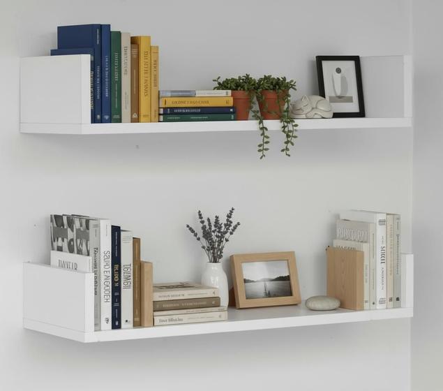 Kit 2 prateleiras U MDF 60cm Livros Sala Quarto Decoração Fotos Banheiro Cozinha - Bali modulares Imagem de Kit 2 prateleiras U MDF 60cm Livros Sala Quarto Decoração Fotos Banheiro Cozinha