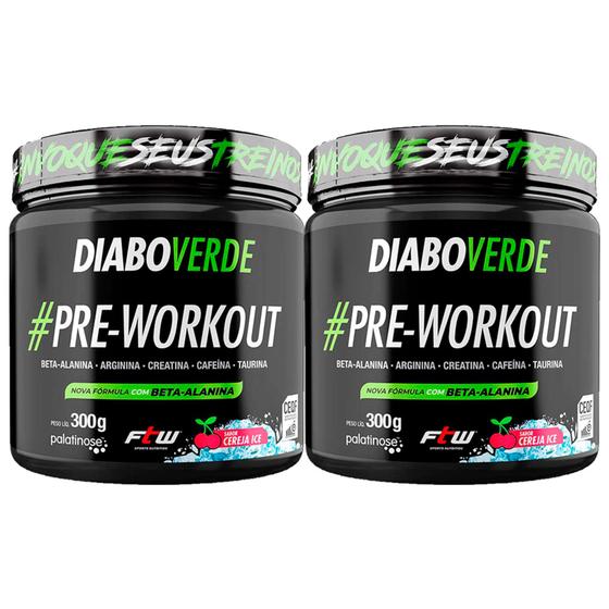 Kit 2 Pré Treino Diabo Verde Insano 300g - Ftw Menor preço em Kit 2 Pré Treino Diabo Verde Insano 300g - Ftw