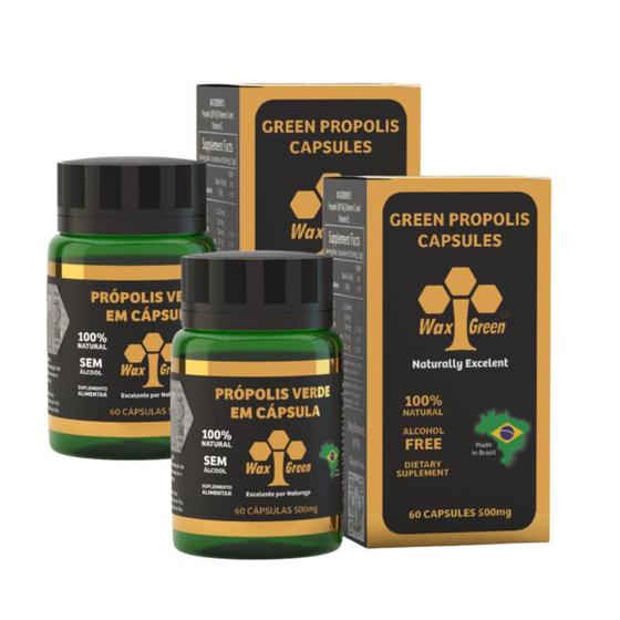 Imagem de Kit 2 Própolis Verde 85% Wax Green 60 Cápsulas 500mg