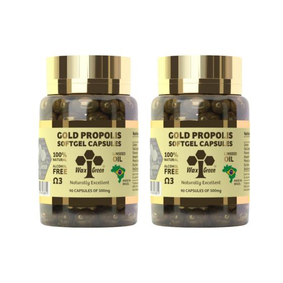 Kit 2 Própolis Verde Gold 87% Wax Green 90 Cápsulas 500mg Menor preço em Kit 2 Própolis Verde Gold 87% Wax Green 90 Cápsulas 500mg