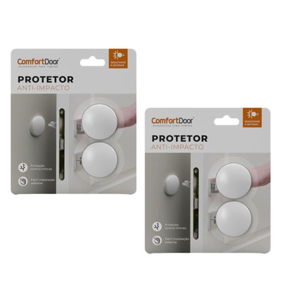 Imagem de Kit 2 protetor anti impacto branco comfort door