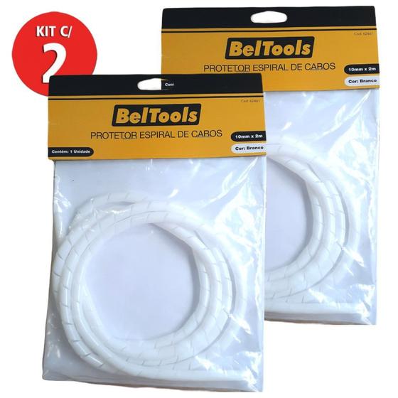 Imagem de Kit 2 Protetor Cabos Espiral 10mm X 2 Metros Branco Beltools