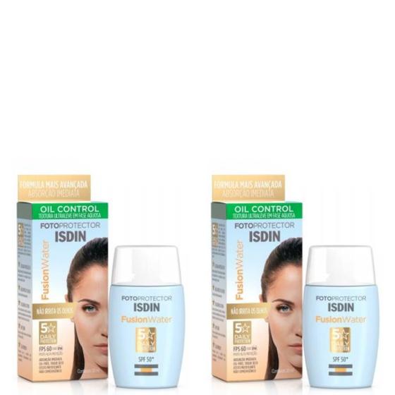 Imagem de Kit 2 protetor solar facial isdin fusion water oil control fps60 - 30ml