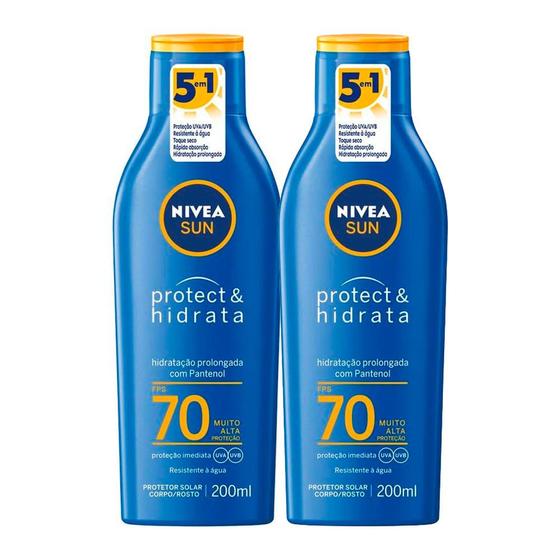 Imagem de Kit 2 Protetor Solar Nivea Sun Protect & Hidrata FPS 70 Loção 200ml