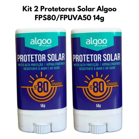 Imagem de Kit 2 Protetores Solar Algoo FPS80/FPUVA50 Bastão Ciclismo