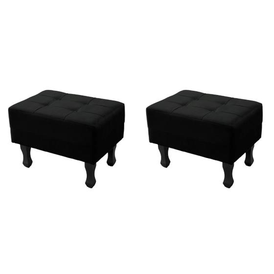 Imagem de Kit 2 Puff Bella Decorativo Sala de Estar Suede Preto