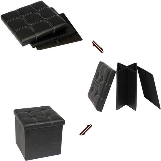 Kit 2 Puff Com Bau Em Couro Desmontavel 38Cm Sofa Portatil Menor preço em Kit 2 Puff Com Bau Em Couro Desmontavel 38Cm Sofa Portatil